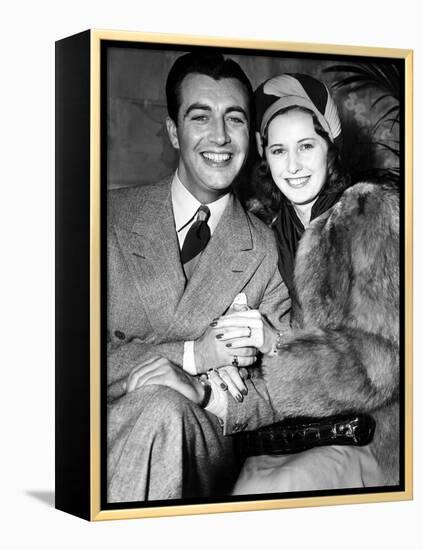 Newlyweds Robert Taylor and Barbara Stanwyck After Their Surprise Elopement, ca. 1939-null-Framed Stretched Canvas