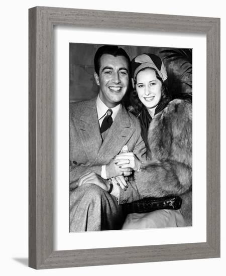 Newlyweds Robert Taylor and Barbara Stanwyck After Their Surprise Elopement, ca. 1939-null-Framed Photo