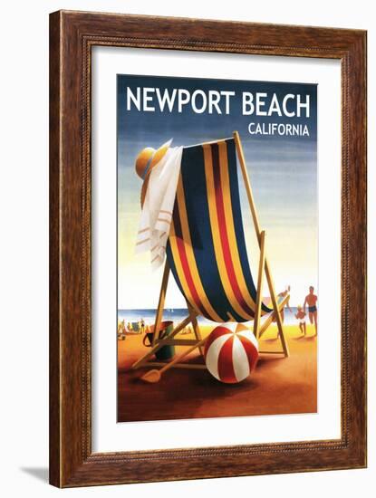 Newport Beach, California - Beach Chair and Ball-Lantern Press-Framed Art Print