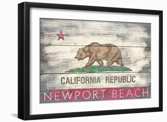Newport Beach, California - California State Flag - Barnwood Painting-Lantern Press-Framed Art Print