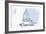 Newport Beach, California - Sailboat - Blue - Coastal Icon-Lantern Press-Framed Art Print