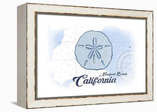 Newport Beach, California - Sand Dollar - Blue - Coastal Icon-Lantern Press-Framed Stretched Canvas