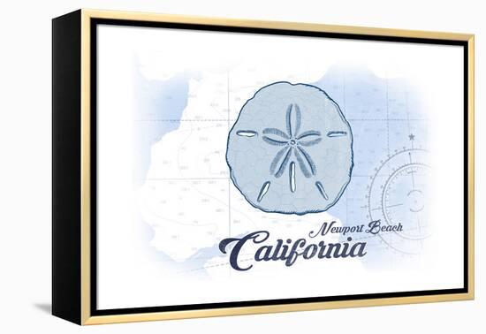 Newport Beach, California - Sand Dollar - Blue - Coastal Icon-Lantern Press-Framed Stretched Canvas