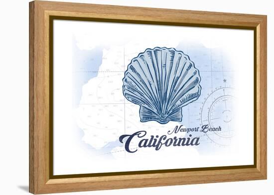 Newport Beach, California - Scallop Shell - Blue - Coastal Icon-Lantern Press-Framed Stretched Canvas