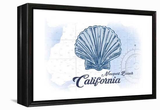 Newport Beach, California - Scallop Shell - Blue - Coastal Icon-Lantern Press-Framed Stretched Canvas