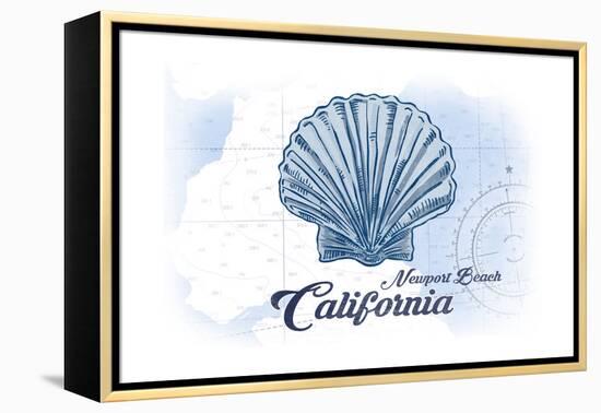 Newport Beach, California - Scallop Shell - Blue - Coastal Icon-Lantern Press-Framed Stretched Canvas