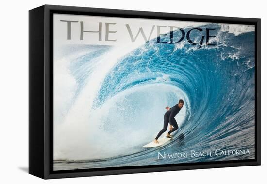 Newport Beach, California - Surfer in Perfect Wave-Lantern Press-Framed Stretched Canvas