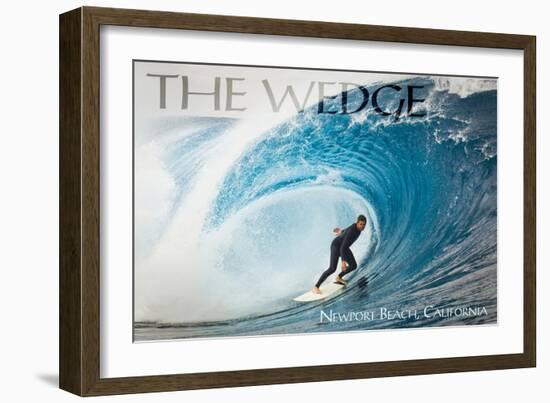 Newport Beach, California - Surfer in Perfect Wave-Lantern Press-Framed Premium Giclee Print