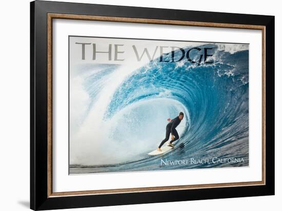 Newport Beach, California - Surfer in Perfect Wave-Lantern Press-Framed Premium Giclee Print