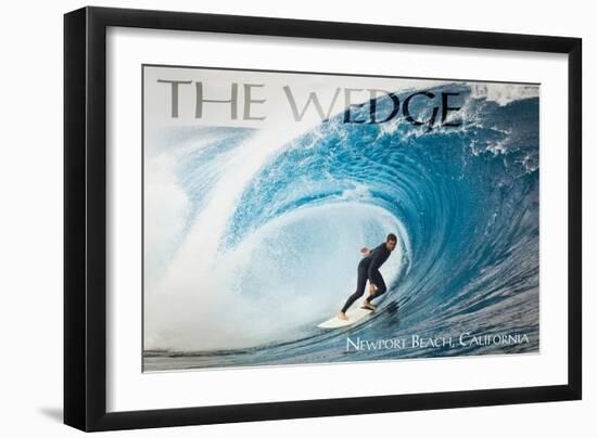 Newport Beach, California - Surfer in Perfect Wave-Lantern Press-Framed Premium Giclee Print