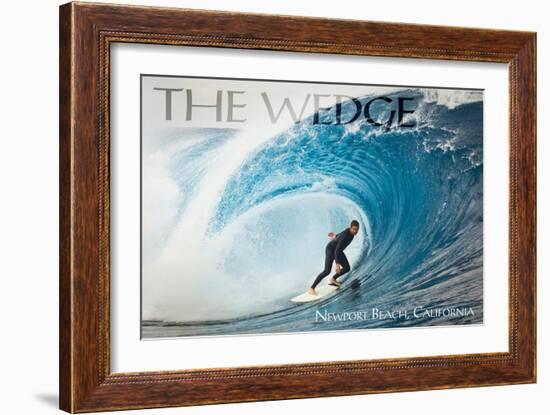 Newport Beach, California - Surfer in Perfect Wave-Lantern Press-Framed Art Print