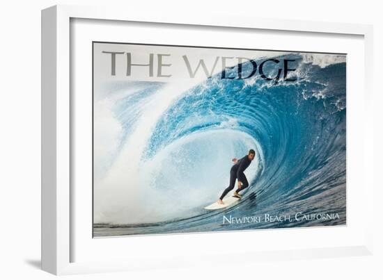 Newport Beach, California - Surfer in Perfect Wave-Lantern Press-Framed Art Print