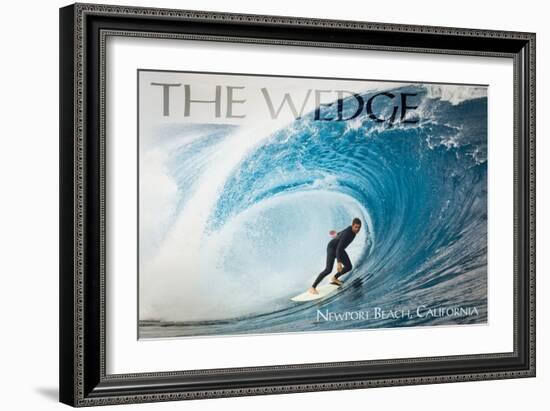 Newport Beach, California - Surfer in Perfect Wave-Lantern Press-Framed Art Print