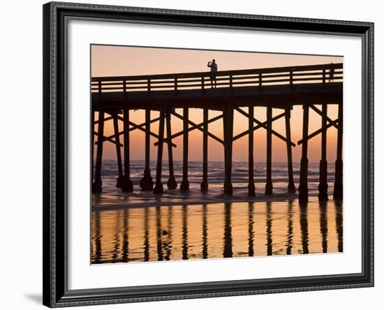 Newport Beach Pier at Sunset, Newport Beach, Orange County, California, United States of America, N-Richard Cummins-Framed Photographic Print