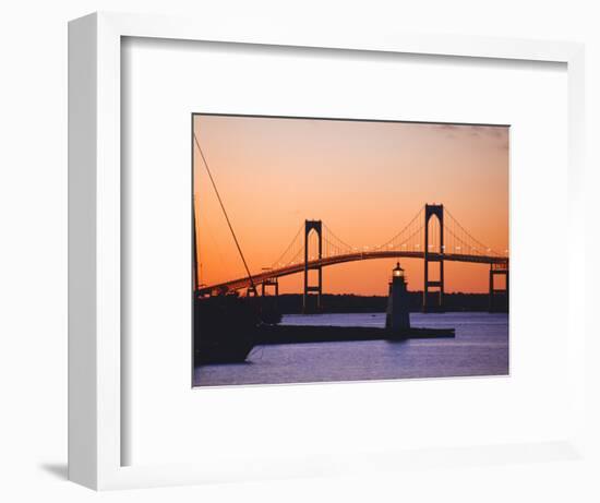 Newport Bridge and Harbor at Sunset, Newport, Rhode Island, USA-Fraser Hall-Framed Photographic Print