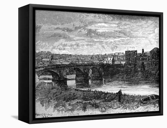 Newport Castle and Bridge, Newport, Wales, 1900-null-Framed Premier Image Canvas