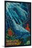 Newport, Oregon - Bottlenose Dolphins Mosaic-Lantern Press-Mounted Art Print