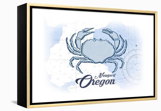 Newport, Oregon - Crab - Blue - Coastal Icon-Lantern Press-Framed Stretched Canvas