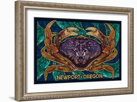 Newport, Oregon - Dungeness Crab Mosaic-Lantern Press-Framed Art Print