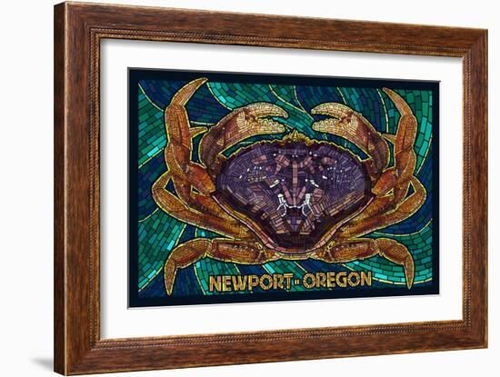 Newport, Oregon - Dungeness Crab Mosaic-Lantern Press-Framed Art Print