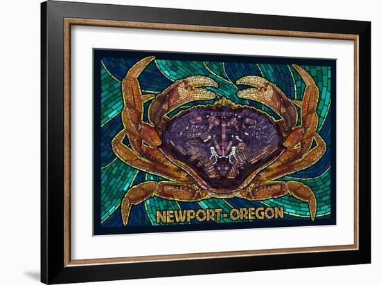 Newport, Oregon - Dungeness Crab Mosaic-Lantern Press-Framed Art Print