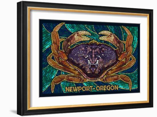 Newport, Oregon - Dungeness Crab Mosaic-Lantern Press-Framed Art Print