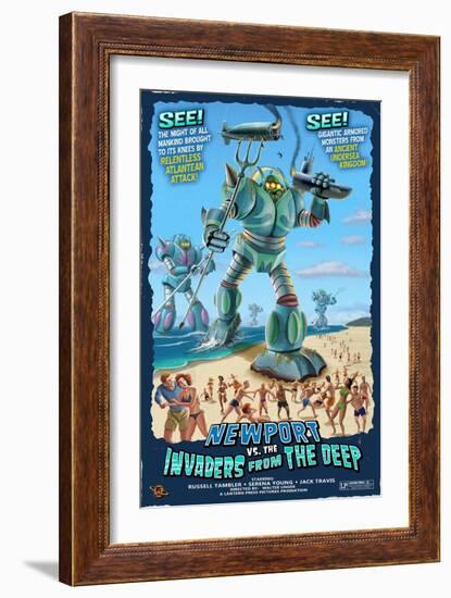 Newport, Oregon - Invaders from the Deep-Lantern Press-Framed Art Print