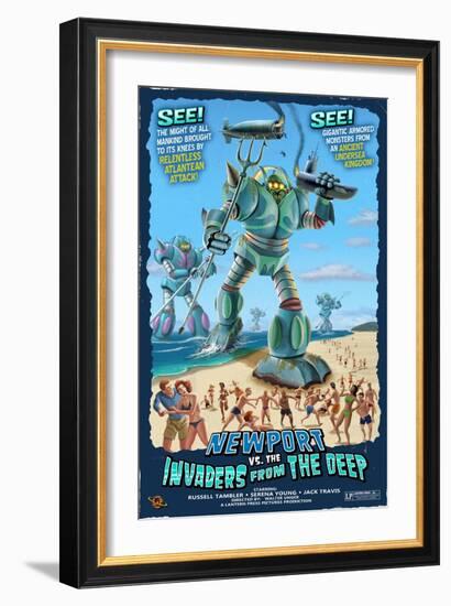 Newport, Oregon - Invaders from the Deep-Lantern Press-Framed Art Print