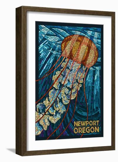 Newport, Oregon - Jellyfish Mosaic-Lantern Press-Framed Art Print