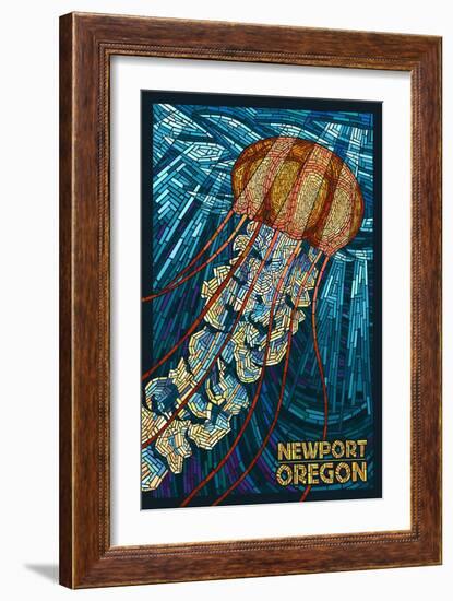Newport, Oregon - Jellyfish Mosaic-Lantern Press-Framed Art Print