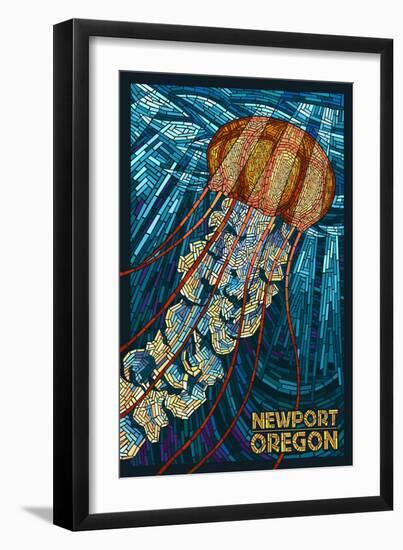 Newport, Oregon - Jellyfish Mosaic-Lantern Press-Framed Art Print