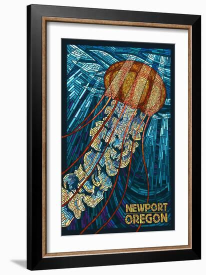 Newport, Oregon - Jellyfish Mosaic-Lantern Press-Framed Art Print