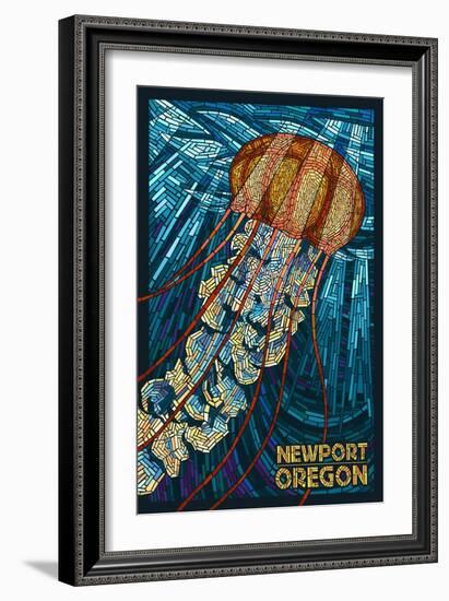 Newport, Oregon - Jellyfish Mosaic-Lantern Press-Framed Art Print