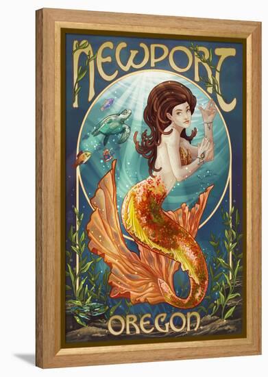 Newport, Oregon - Mermaid-Lantern Press-Framed Stretched Canvas