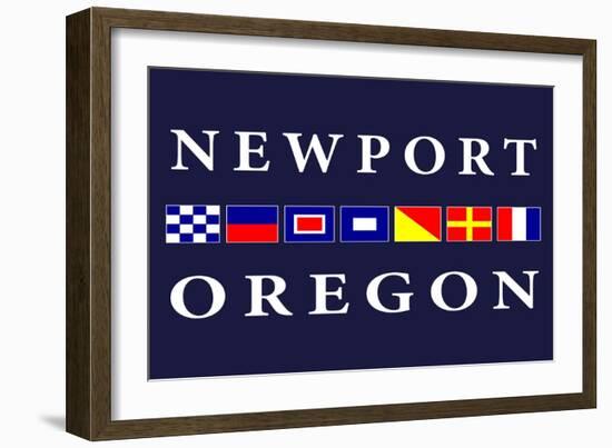 Newport, Oregon - Nautical Flags-Lantern Press-Framed Art Print