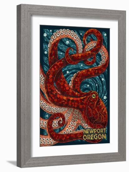 Newport, Oregon - Octopus Mosaic-Lantern Press-Framed Art Print
