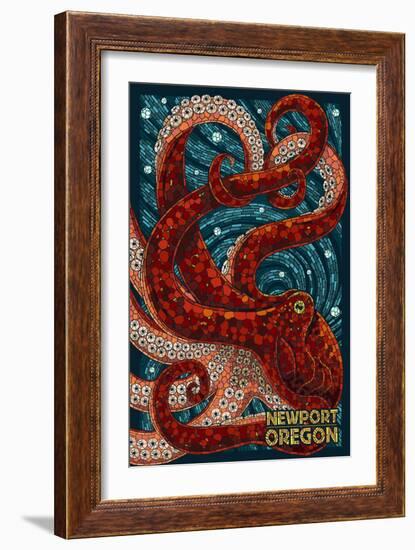 Newport, Oregon - Octopus Mosaic-Lantern Press-Framed Art Print