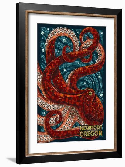 Newport, Oregon - Octopus Mosaic-Lantern Press-Framed Art Print