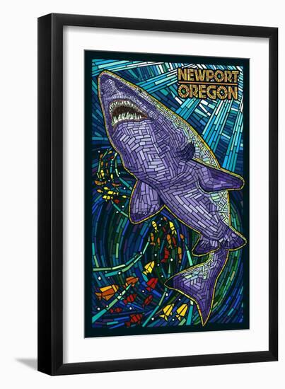 Newport, Oregon - Tiger Shark Mosaic-Lantern Press-Framed Art Print