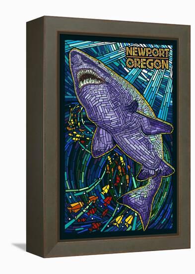 Newport, Oregon - Tiger Shark Mosaic-Lantern Press-Framed Stretched Canvas