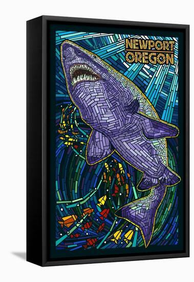 Newport, Oregon - Tiger Shark Mosaic-Lantern Press-Framed Stretched Canvas