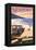 Newport, Oregon - Woody on Beach-Lantern Press-Framed Stretched Canvas