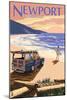 Newport, Oregon - Woody on Beach-Lantern Press-Mounted Art Print