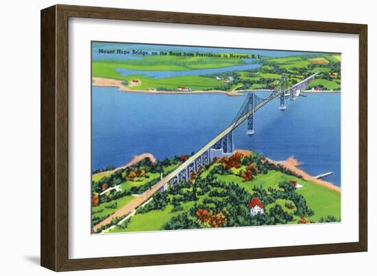 Newport, Rhode Island - Aerial View of the Mount Hope Bridge, c.1935-Lantern Press-Framed Art Print