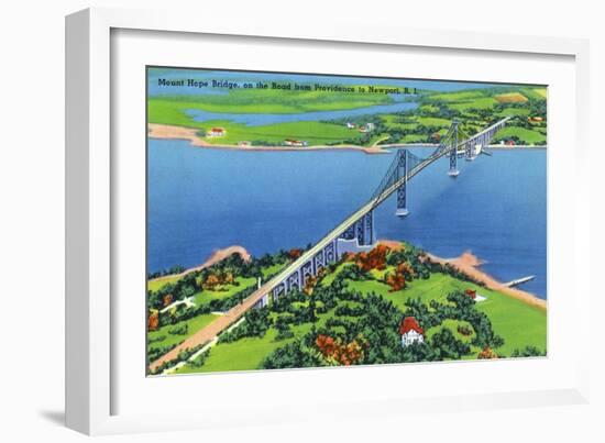 Newport, Rhode Island - Aerial View of the Mount Hope Bridge, c.1935-Lantern Press-Framed Art Print