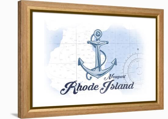 Newport, Rhode Island - Anchor - Blue - Coastal Icon-Lantern Press-Framed Stretched Canvas