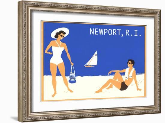 Newport, Rhode Island, Couple on Beach-null-Framed Art Print