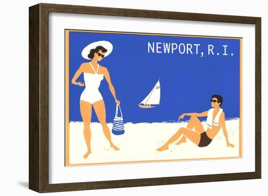 Newport, Rhode Island, Couple on Beach-null-Framed Art Print