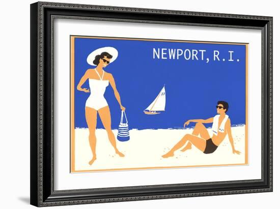 Newport, Rhode Island, Couple on Beach-null-Framed Art Print