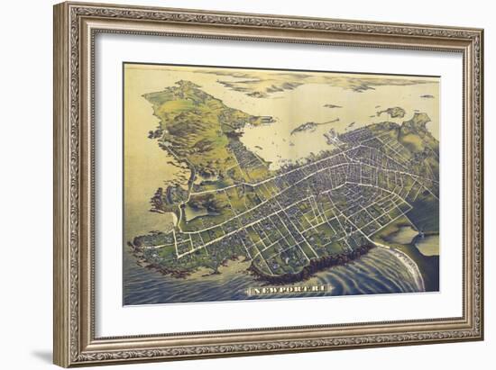 Newport, Rhode Island - Panoramic Map (#2)-Lantern Press-Framed Art Print